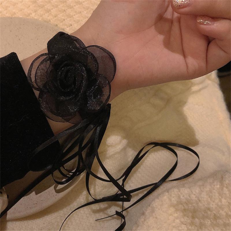 Gotický elegantní velký růžový květ klíční řetízek náhrdelník ženy svatební svatební sexy nastavitelný obojek mariášové šperky doplňky