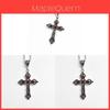 Gothic Black And Red Gemstone Cross Pendant Necklace With Alloy Chain For Men Women