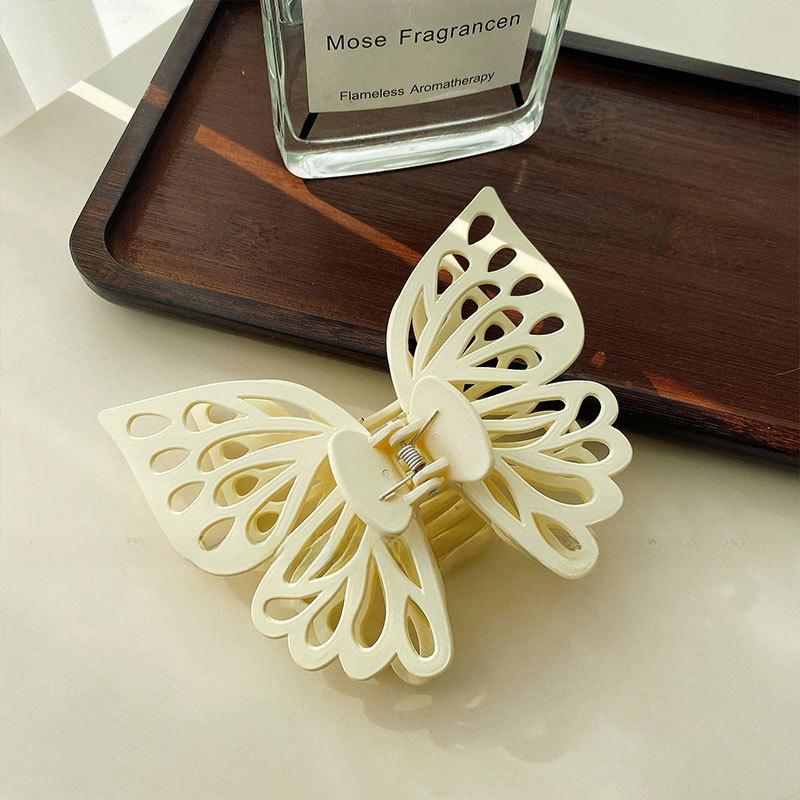 

Великолепная большая заколка-краб для волос в виде бабочки для женщин с шикарным двухслойным дизайном, идеально подходящая для любого случая Cream White