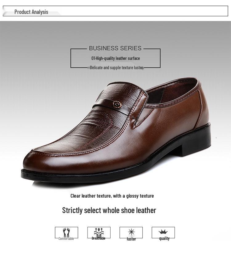 2025 Men's Casual British Leather Slip-On Round Toe Shoes - Korean Style for Spring/Autumn