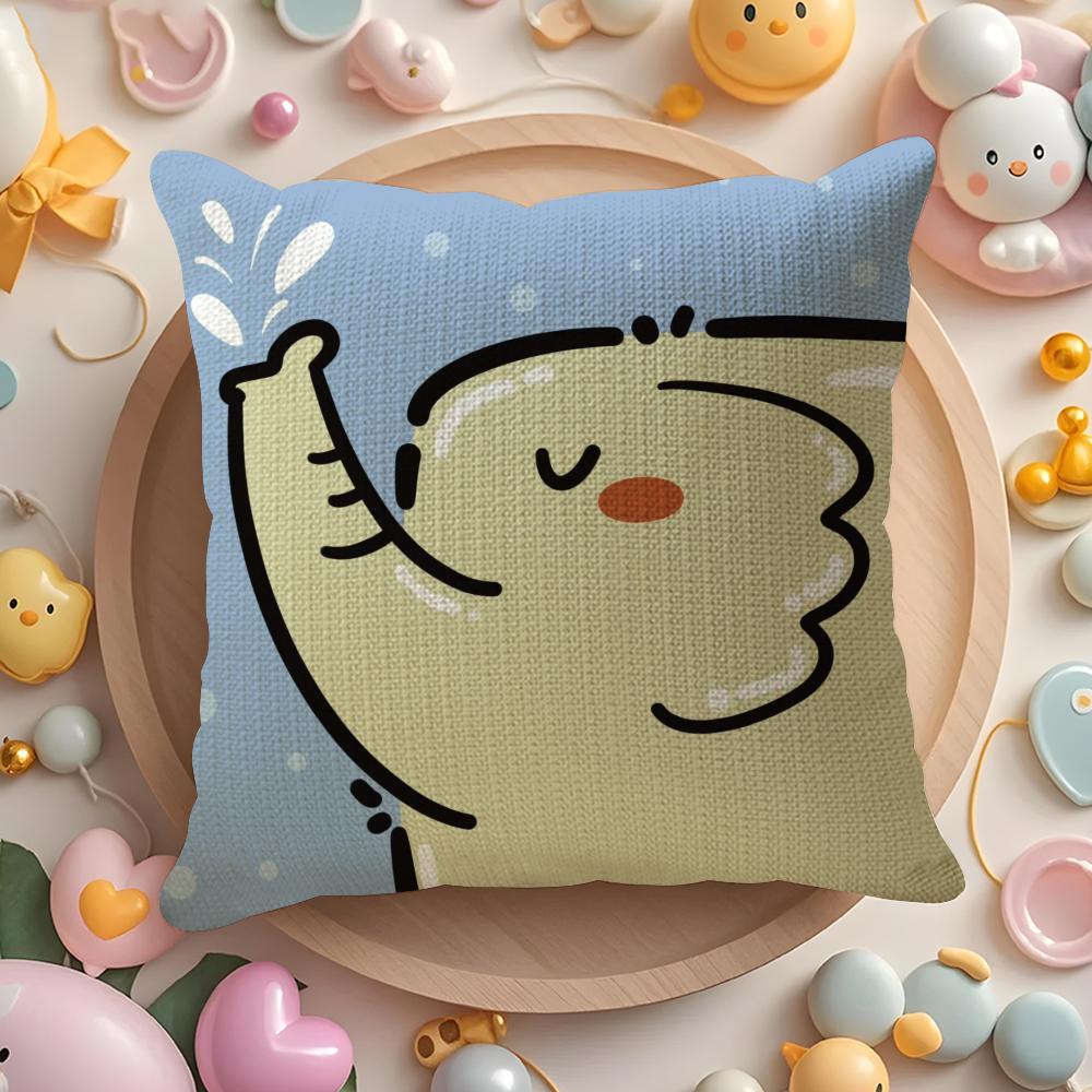 Cute Animals Cushion Cover DoubleSided Printed Organic Linen Pillow Cover Decorative for Sofa Home