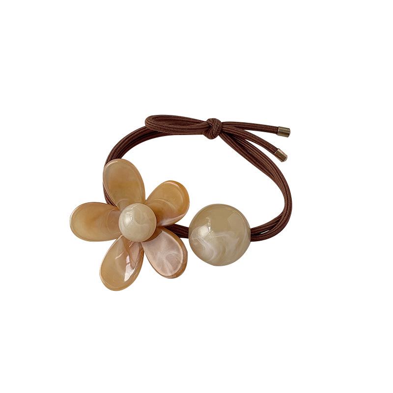 Charming & Durable Acrylic Flower Hair Tie: High-Elasticity Rubber Band for Women, Trendy Hair Accessory