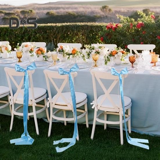5 Pcs Wedding Bows Aisle Decorations Satin Ribbon Bows for Pew Back Ceremony Ribbons Sashes for Wedding Background Aisle Decor