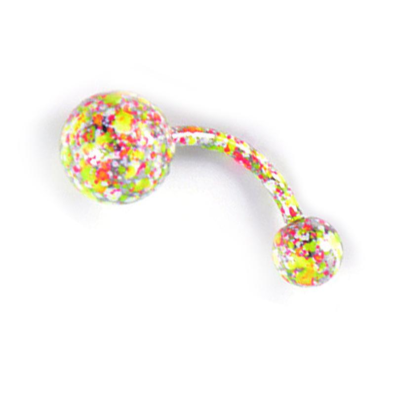 

Colorful Striped Floral Stainless Steel Navel Ring Piercing Jewelry