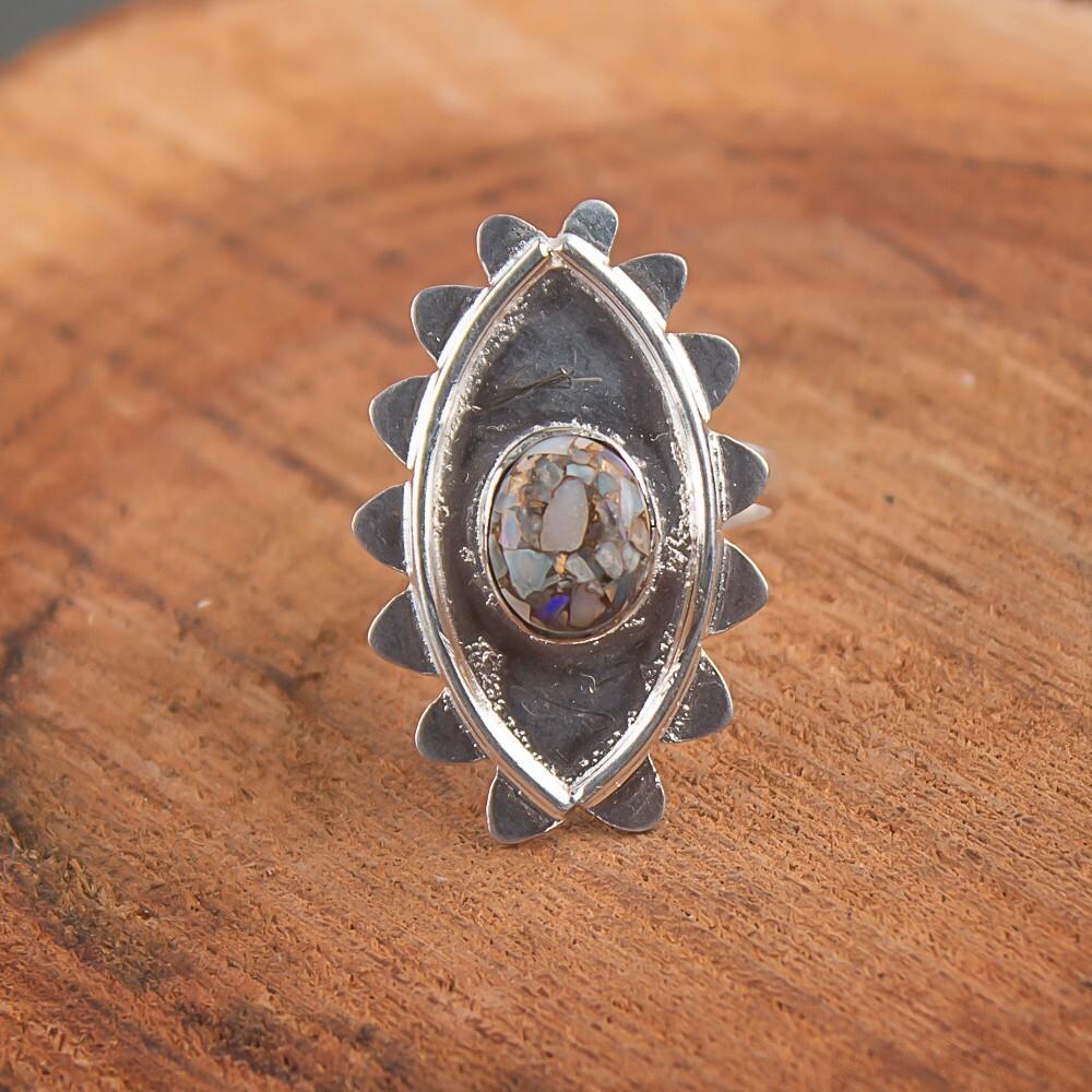 Ethiopian Copper Turquoise Gemstone 925 Sterling Silver Jewelry Handcrafted Ring RR-6-23