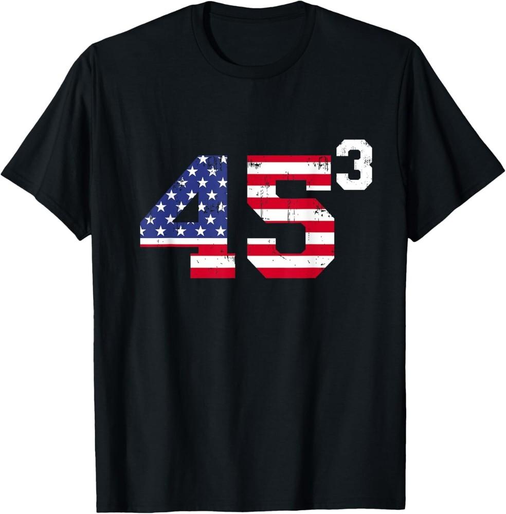 45³ Trump 2028 45 Cubed Third Term President American Flag TShirt Unisex T-Shirt XL