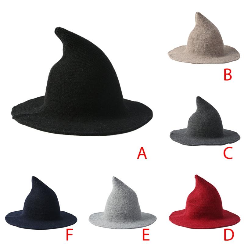 Vintage Halloween Witch Hat Woolen Long Point Hat for Women Halloween Party Hat Magical Hat Festival Party Cosplay Decoration