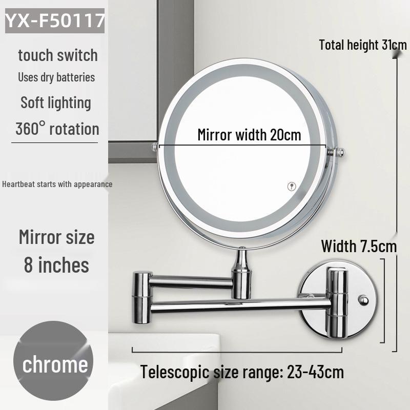 Double-Sided Retractable Wall-Mounted Vanity Mirror for Makeup and Dressing