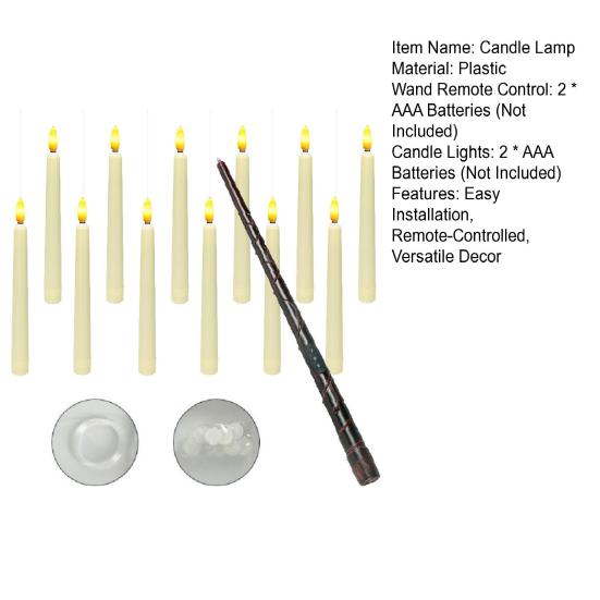 12Pcs Floating LED Candles with Wand Remote Control Flameless Flickering Lights Fairy Tale Candle Lights for Halloween Christmas Wedding Decor