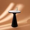 Round Cone Side Table with Marble Top – Modern Accent Table with Black Metal Base