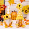 Charming Yellow Plaid Gnome Decoration For Fall Featuring Sunflowers And Cute Rudolf Doll
