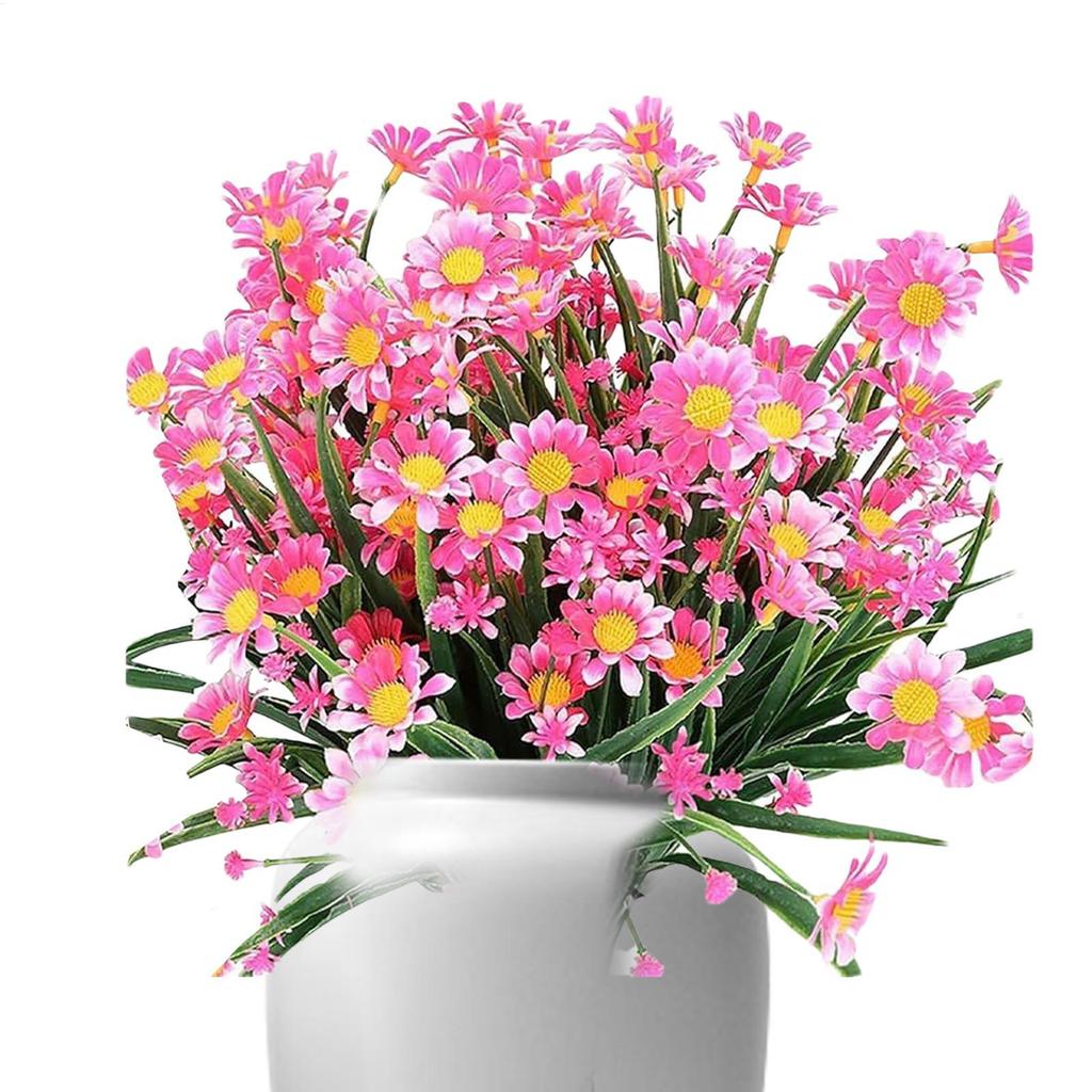 Artificial Daisies Fake Flowers UV Resistant Shrubs, Hanging Plants Garden Porch Home Wedding Farmhouse Decor Daisies Flowers