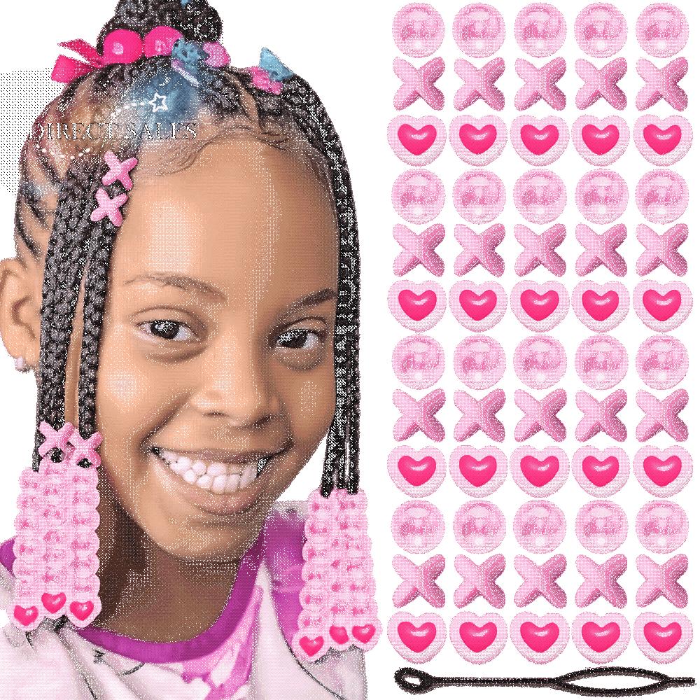 DIY Colorful Hair Beads Kits Multi-Color Love Heart Acrylic Dreadlock Beads Mixed Shapes Hair Accessories Dreadlock Braids Decor