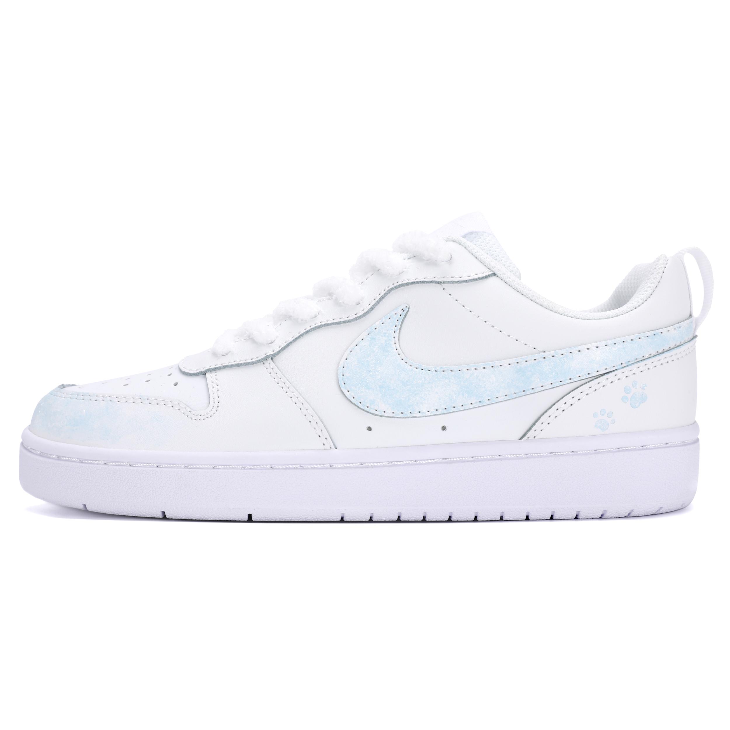 

Nike Court Borough 2 Abrasion Resistant Lightweight Slip Resistant Low top Skateboard Shoes Women s White Blue BQ5448-100(Team18-) 38.5