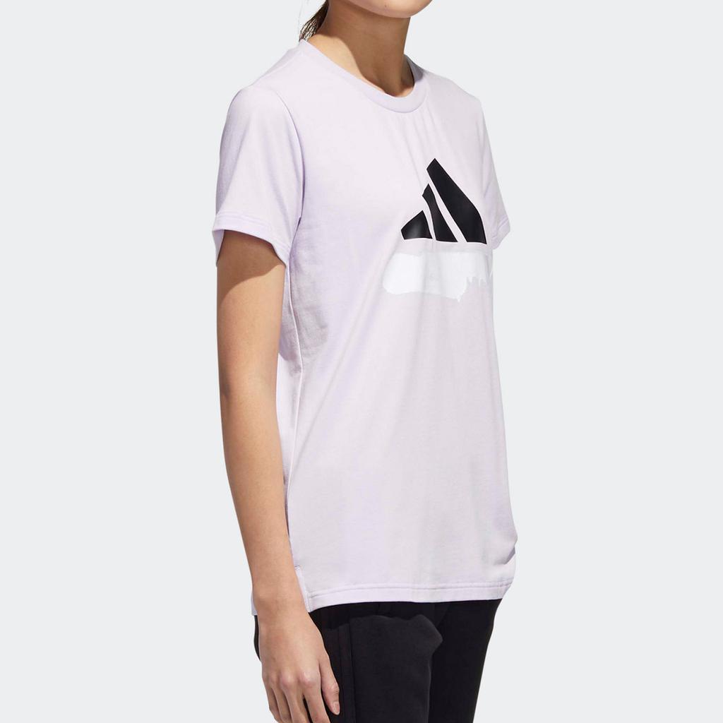 Adidas Large Logo Printed Round Neck Short Sleeve T-Shirt Women Tops Light-Purple GL5639