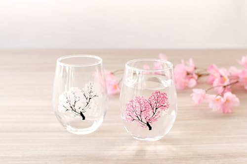 [Authentic] Marumo Takagi Ceramic Temperature-Controlled Sakura Free Glass Set (Pair) - Enjoy the Cherry Blossoms In Full Bloom! Perfect As a Gift for
