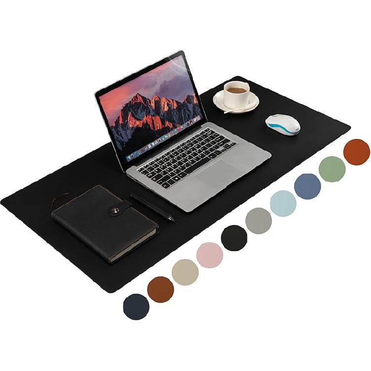 Leather Desk Pad Blotter,Wolaile 36x17 inch Big Keyboard Mouse Pad,Waterproof Non-Slip Writing Desk Computer Mat Desktop Protector for Office