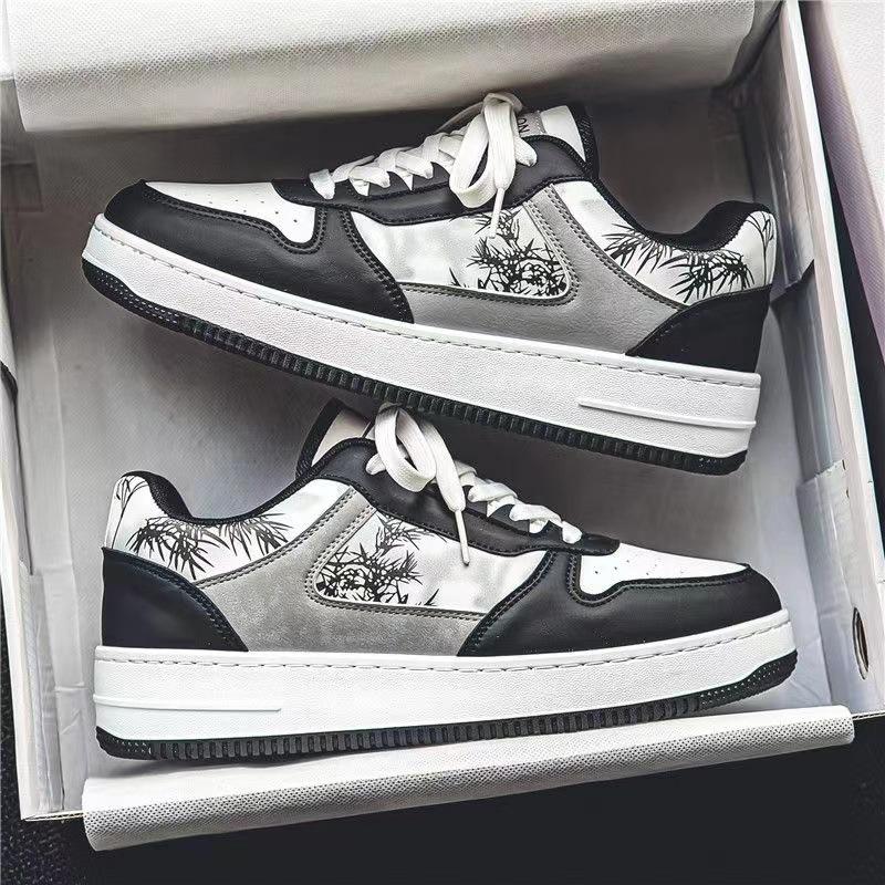 

Черно-белые туфли на платформе с рисунком джунглей, белые туфли, весенние повседневные дышащие спортивные универсальные трендовые студенческие мужские туфли 44 чёрный