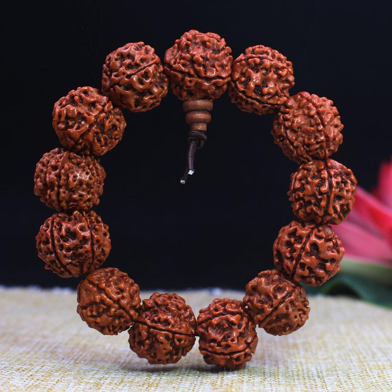 

Natural 5-Lobed Rudraksha Bodhi Seed Prayer Beads Bracelet