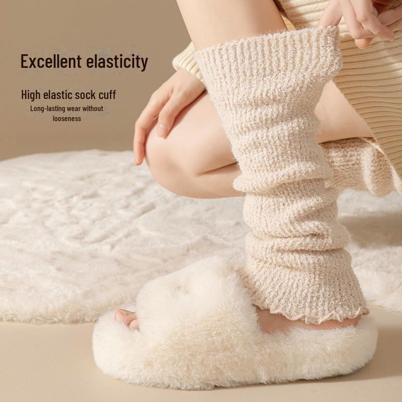 Women's Knee-Length and Over-the-Knee Plush Winter Socks, Thickened for Warmth