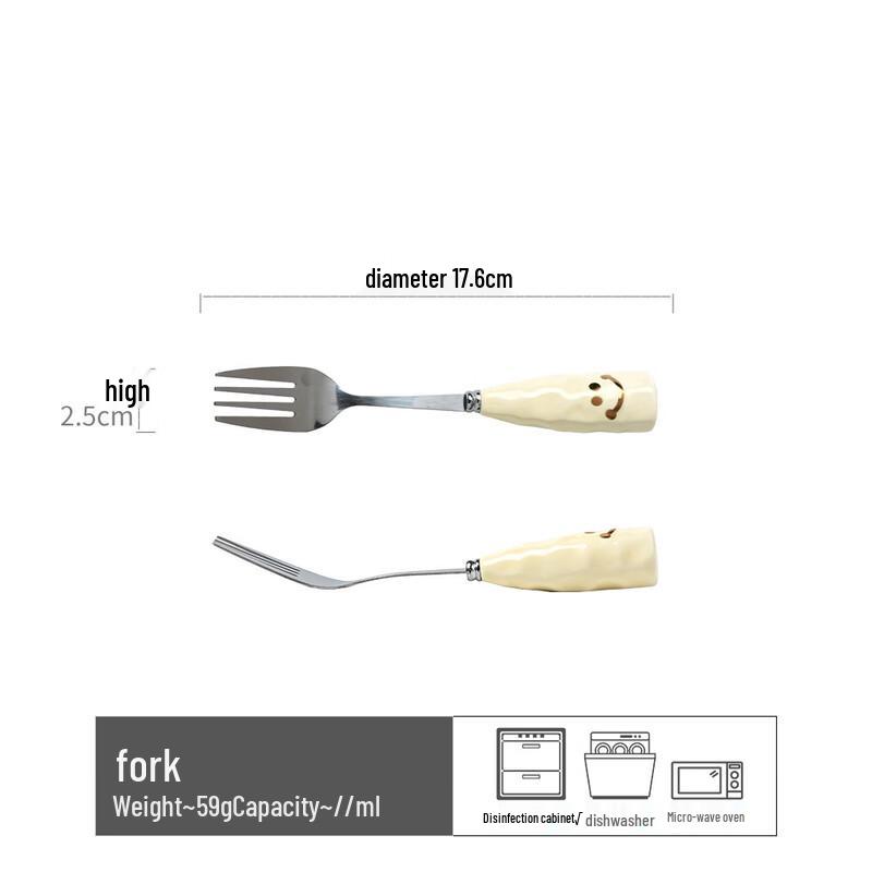 Ru Han Smiley Face Ceramic Handle Cutlery