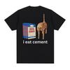 I Eat Cement Cursed Cat Funny Meme T Shirt for Women Fashion Casual Short Sleeve T Shirts Female T-shirt Tops