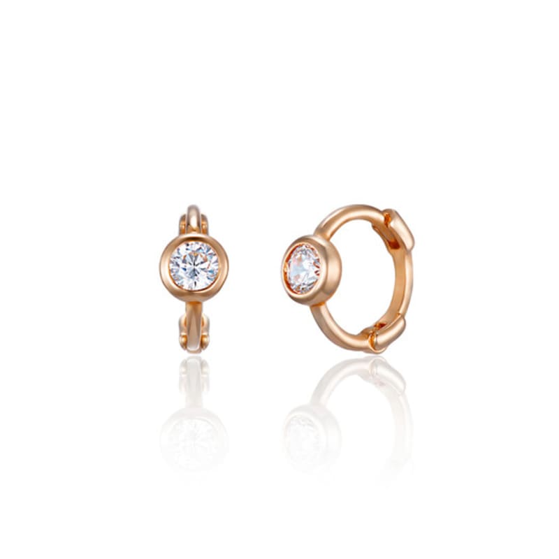 LUNNE 14k Mini Bezel Setting One-Touch Earrings (14k Gold) #LFE16