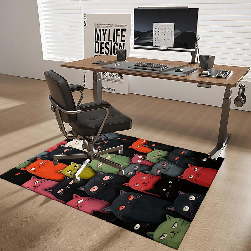 1pc Colorful Cat Pattern Chair Mat - Festive Gift for Office Chairs, Non-Slip Carpet Suitable for Home Decor, Living Room, Bedroom, Game Room.P074