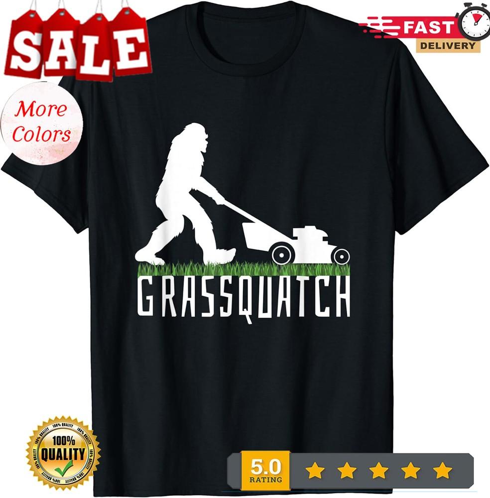 2025/Funny Lawn Mowing Grassquatch Bigfoot Lawn Mower Unisex T-Shirt Unisex T-Shirt XL