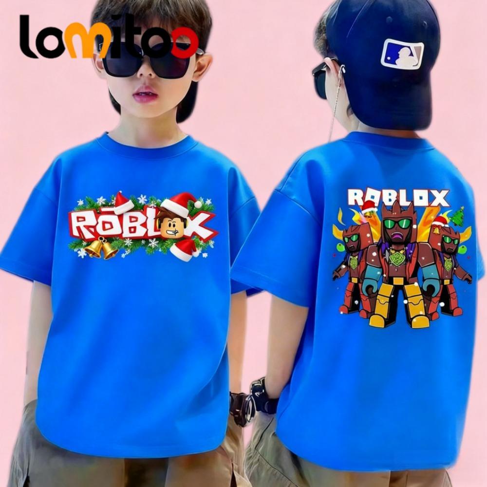 Christmas boy and girl roblox prints cute soft T-shirts
