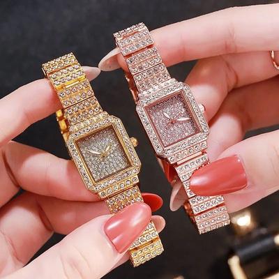 New Women Watches Simplicity Square Quartz Watch Clock Luxury Rhinestone Fashion Wristwatches Lady Round Watch Relogio Feminino