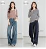 Yifei Women's Slim-Fit Long-Sleeve Striped Tencel Wool Top, 2026 Spring Collection