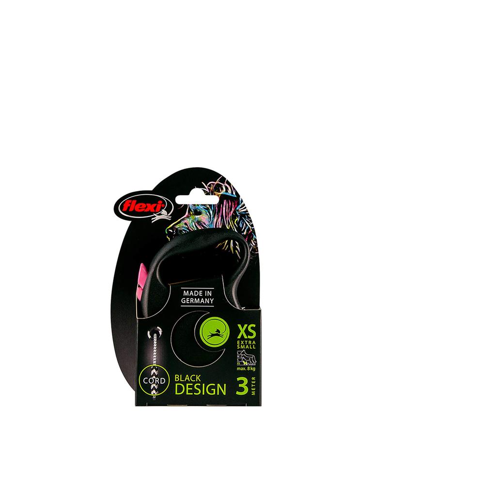 Flexi Black Design Cord XS (Under 8kg), 3m, Pink [Dog Lead]