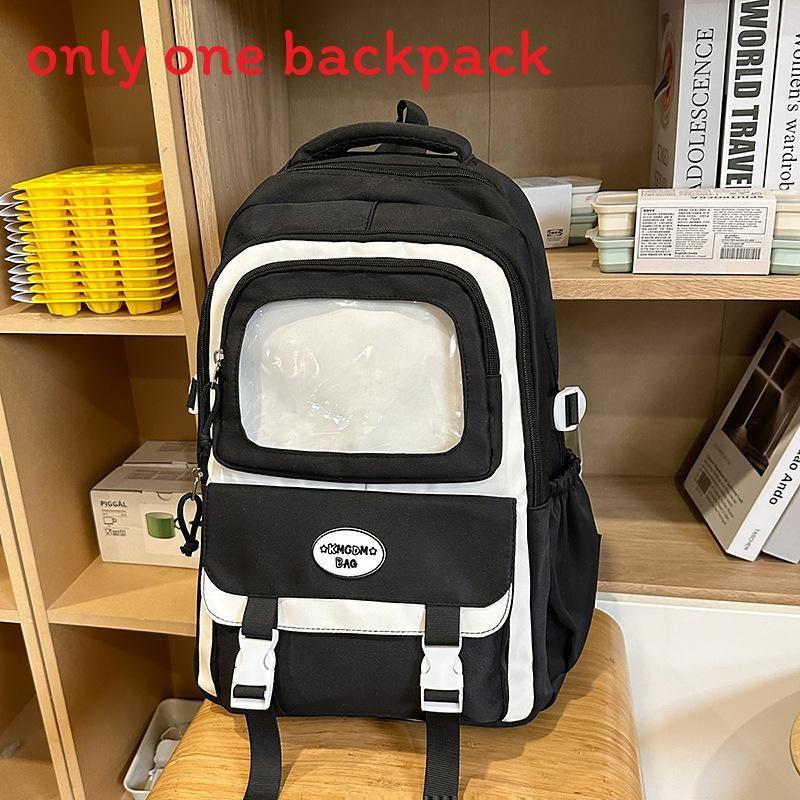

Simple Big Capacity Backpack With Transparent Compartments And Decor Letter