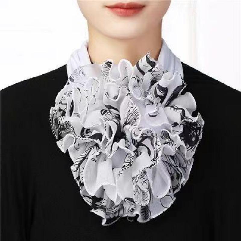 

Очаровательный шарф с цветочным принтом и оборками - Элегантная манишка для женской моды и тепла