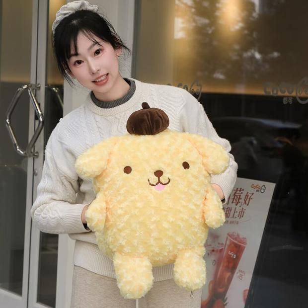 Japanese Anime Peripherals Sanrio Pom Pom Purin Doll Soft Stuffed Anime Plushies Pompompurin Plush Toy Sofa Bed Home Decor Gifts