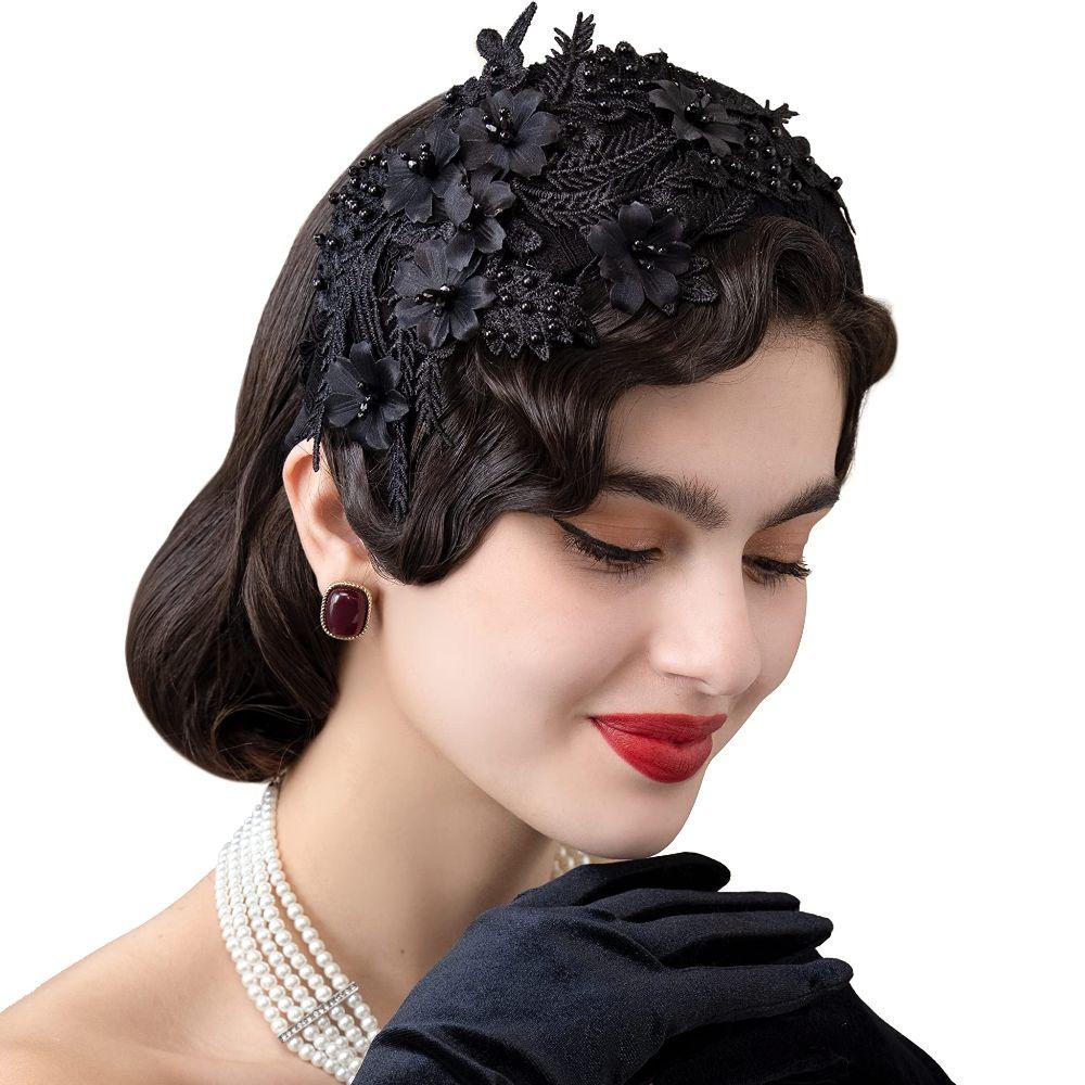 Bentiță Fascinator din dantelă pentru femei Pălărie pentru petrecerea ceaiului Mirese Bentiță voaletă cu colivie Pălării Accesorii Anii 1920 50 Pălării de biserică Articole de cap