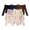 Trendy Women's One-Shoulder Ribbon Long-Sleeve Top - Sexy Casual Base Layer