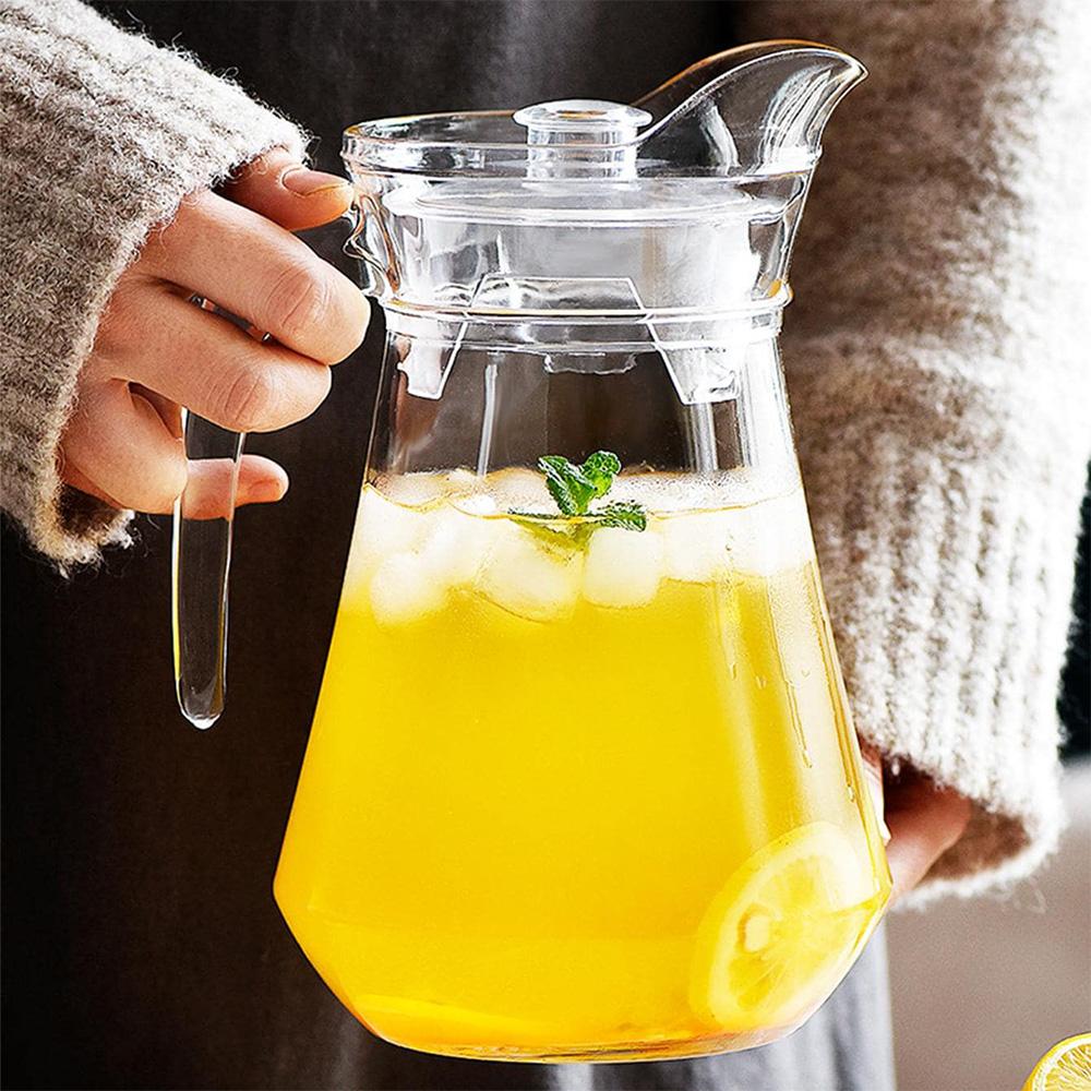 1pc Plastic Teapot, Transparent Curling Pot with Lid and Handle, Heat-resistant and BPA Free Teapot, Suitable for Juice, Milk,