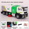 1/50 Scale Alloy Electric Vacuum Sweeper Model Sanitation Engineering Vehicle Kids Toy Pull Back Urban Road Cleaning Car Fun