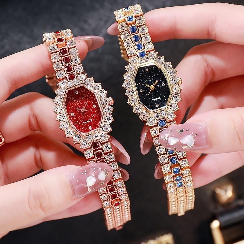 Luxury Womens Watches Ladies Square Watch Full Diamonds Quartz Clcok Alloy Casual Starry Sky Wristwatch