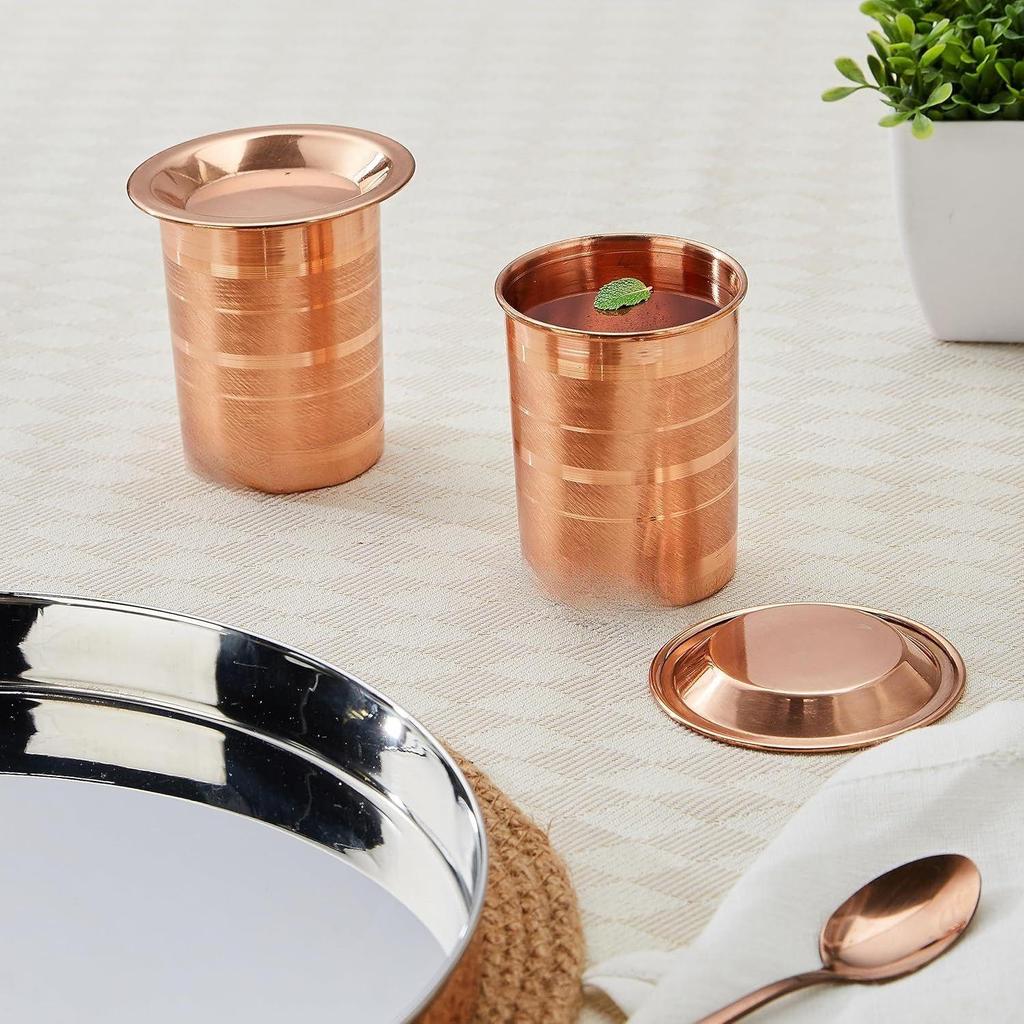 Copper Tumbler Cup with Lid, Set of 2, 300 ml