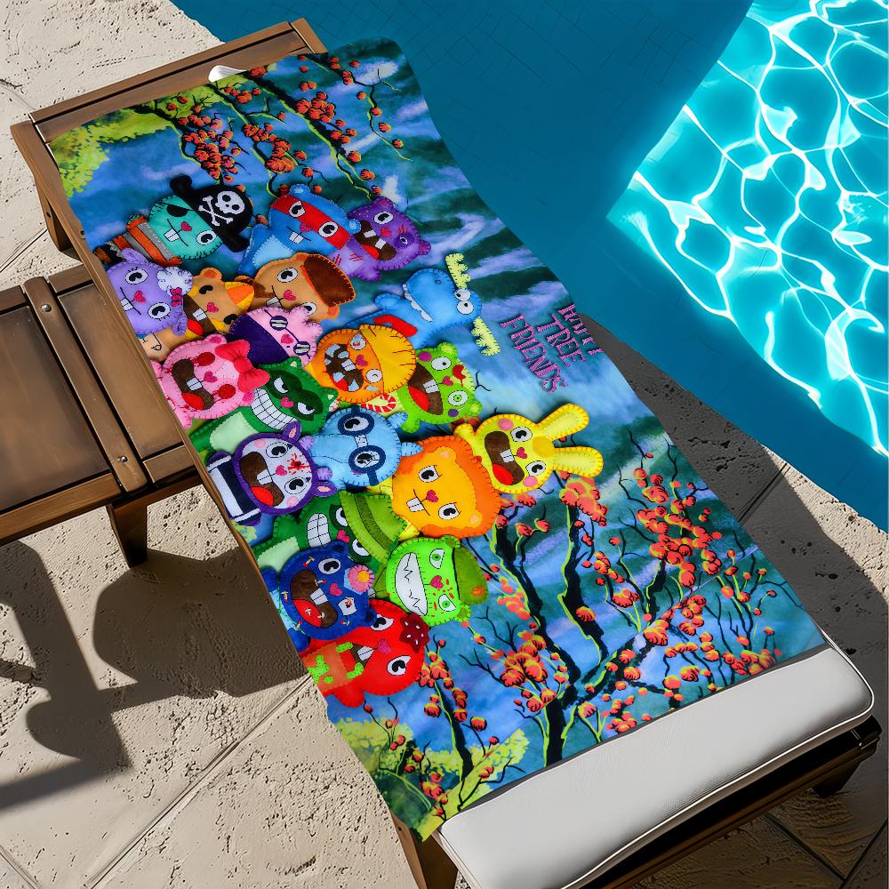 Towel Friends Beach Bath Quick-Drying Lightweight Portable Sauna Tree Camping Happy Swim Pool Travel