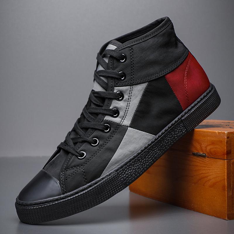 Fashion Men High top Canvas Shoes New Fashion Loafer Men Mocassin Designer Vulcanized Shoes Men Lace Up Casual Flats Sneakers BD21314