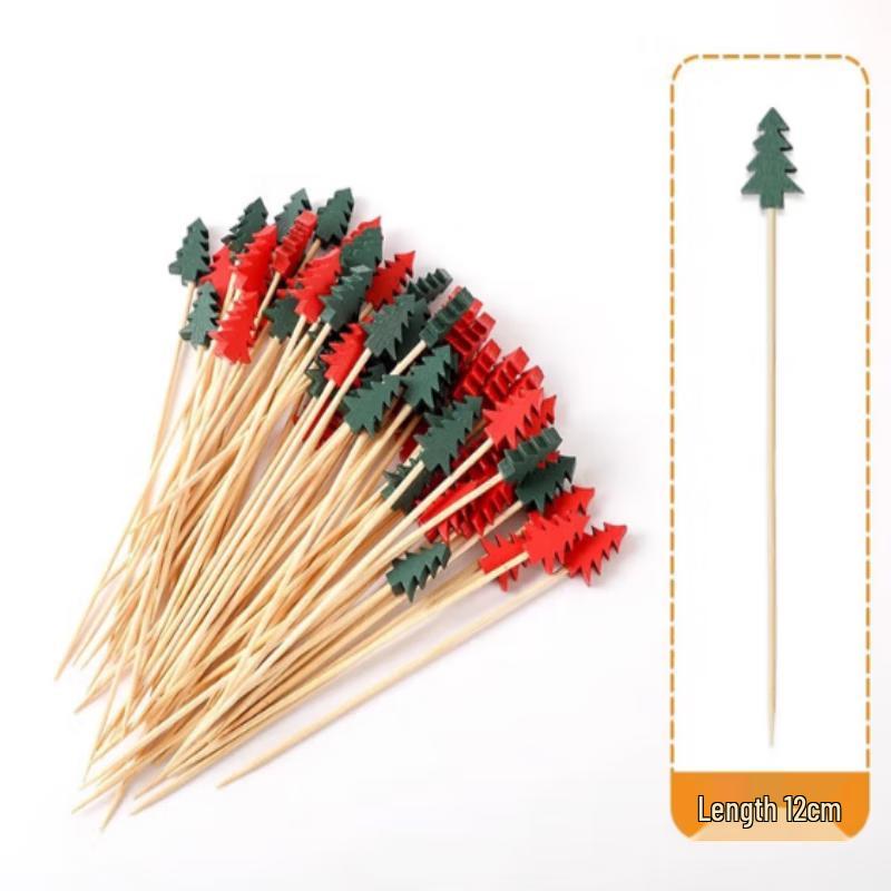 Disposable Bamboo Christmas Tree Cocktail Picks & Fruit Skewers