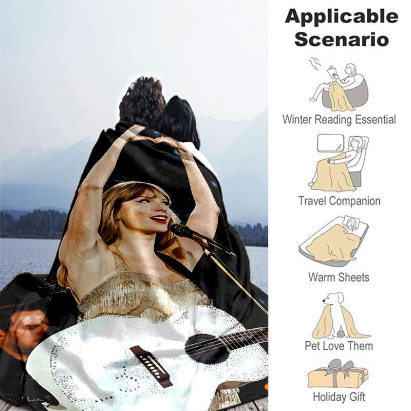 1pc Blanket Taylor Swift Print Design, Lightweight Blanket for Sofa, Bed- Soft &Warm, Gift for All Seasons like Christmas, Halloween