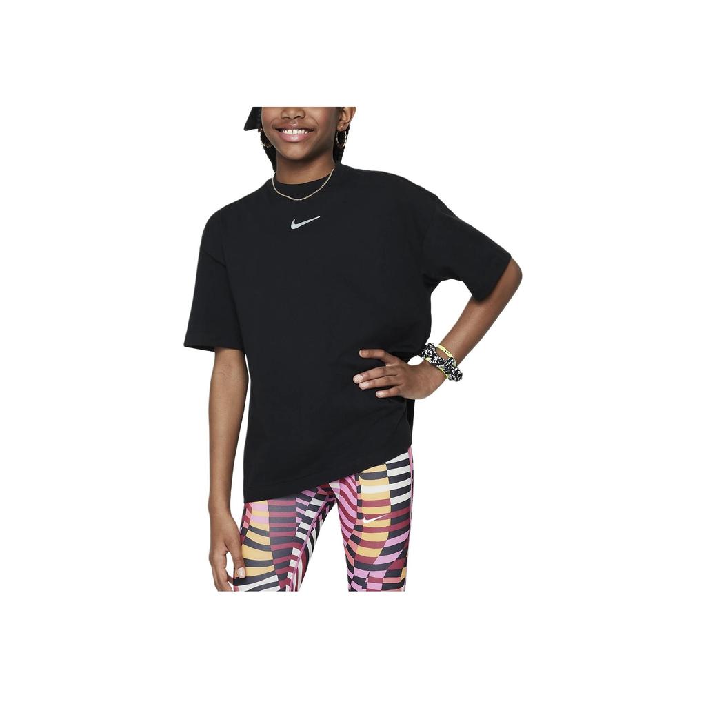 Nike Comfortable Breathable Oversized T-Shirt Kids Tops Black FN9692-010
