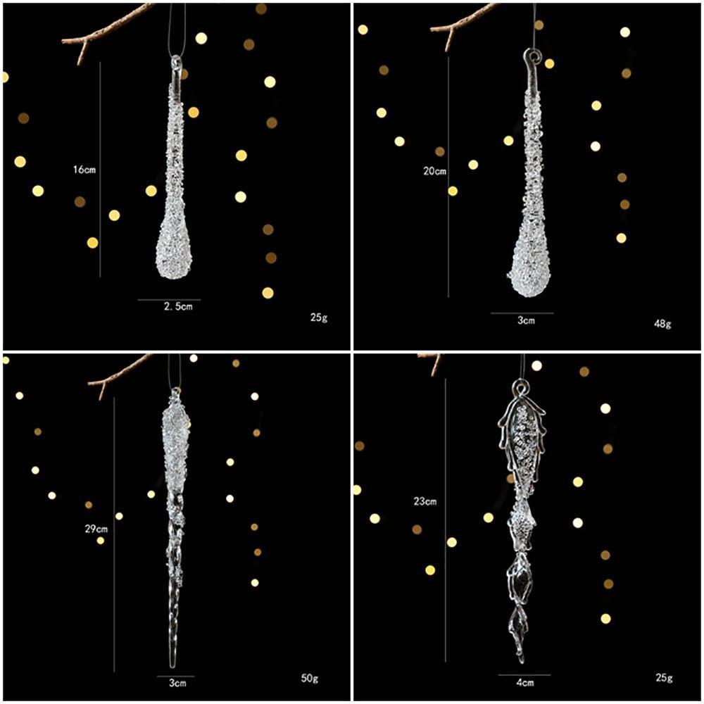 Transparent Christmas Hanging Pendants Water droplet Ice Bar Christmas Decorations Hanging Acrylic Xmas Tree Embellishment