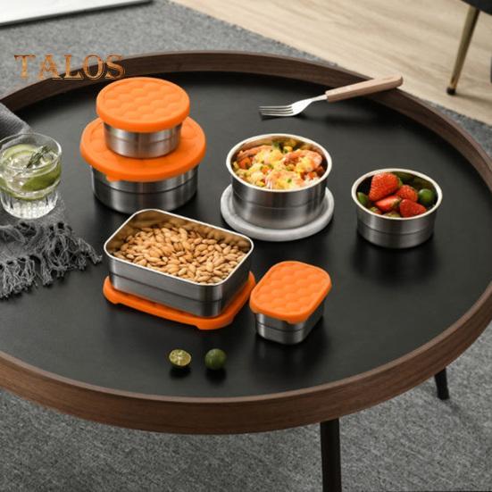 Stainless Steel Snack Containers for Kids Leak Proof Toddler Food Container with Silicone Lids Stackable Metal Lunch Box for School And Daycare