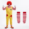 Halloween Scary Clown Costume Striped Jumpsuit Set for Adults Men Women, Creepy Cosplay Outfit for Party Stage Performance